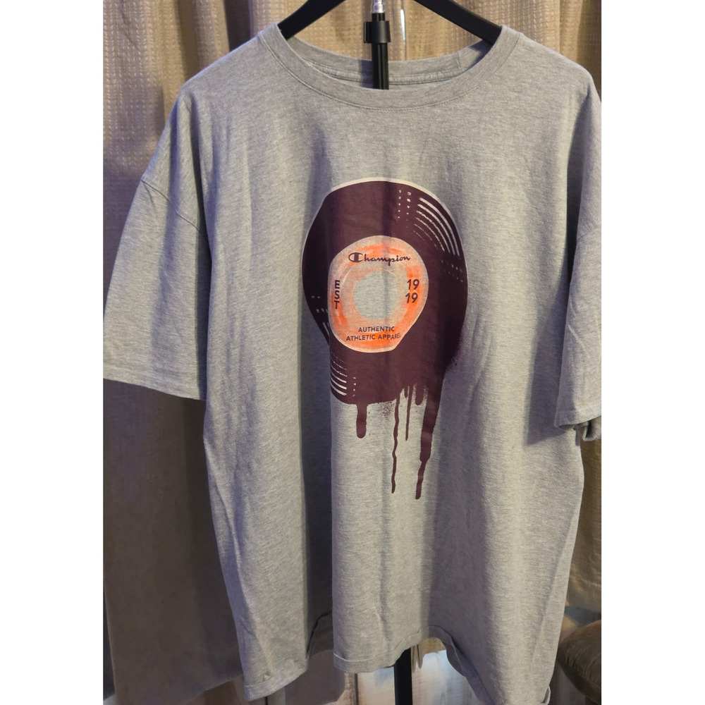 Champion Athletic Wear "Record Logo" Graphic T-Shirt Men's Size 2XL Gray
